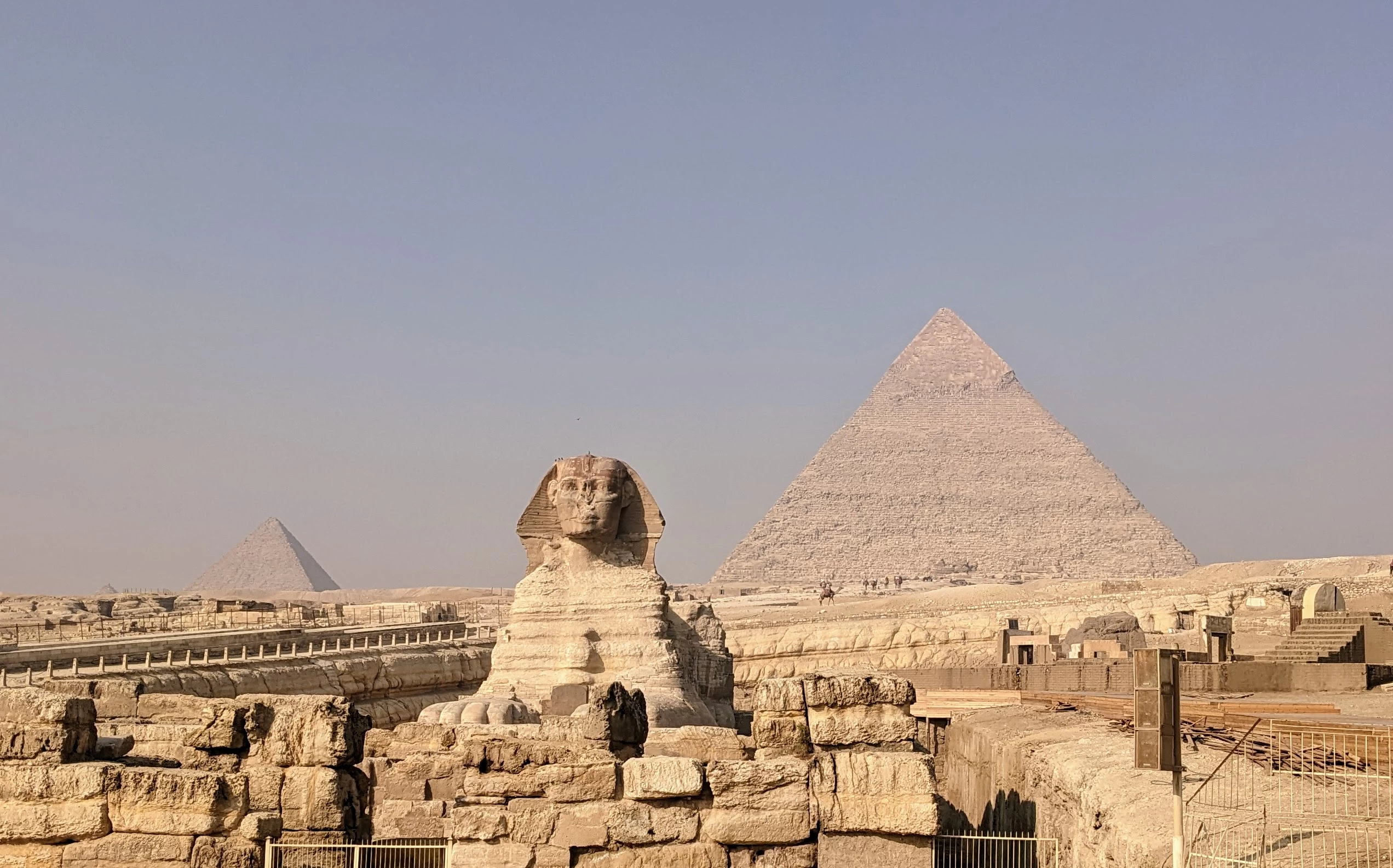 The Great Sphinx with Giza Pyramids in Background