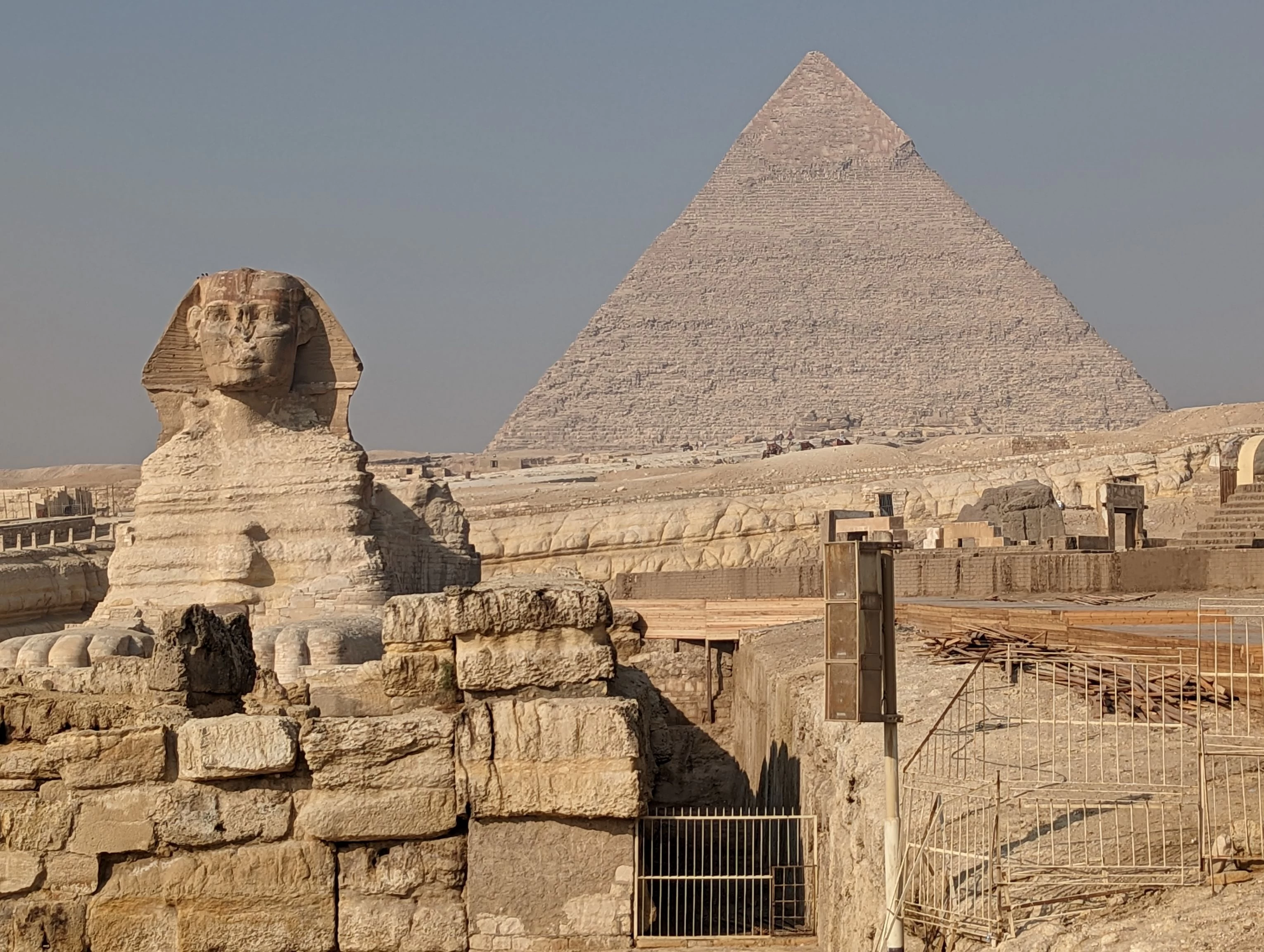 The Great Sphinx with the Great Pyramid of Giza in Background